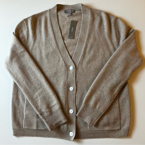 NWT J.Crew Cashmere Patch-pocket Cardigan Sweater - Heather Stone - Picture 5 of 8